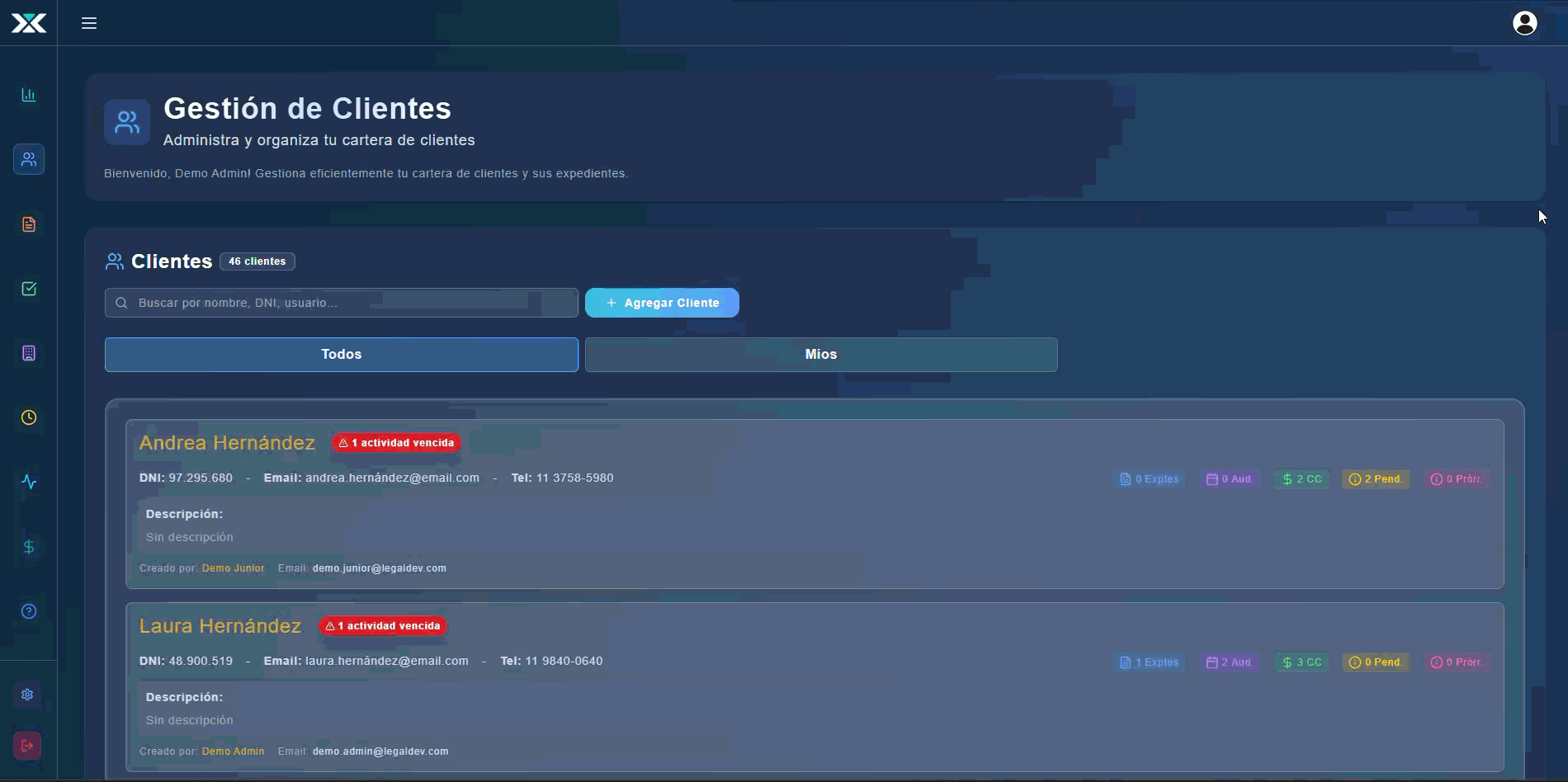 Gestión de clientes